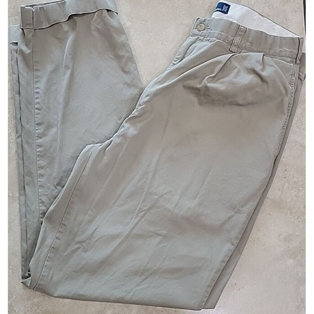 Polo Ralph Lauren Mens Khaki pants pleated cuffed 34/32 cotton Y2K Zipper flaw‎